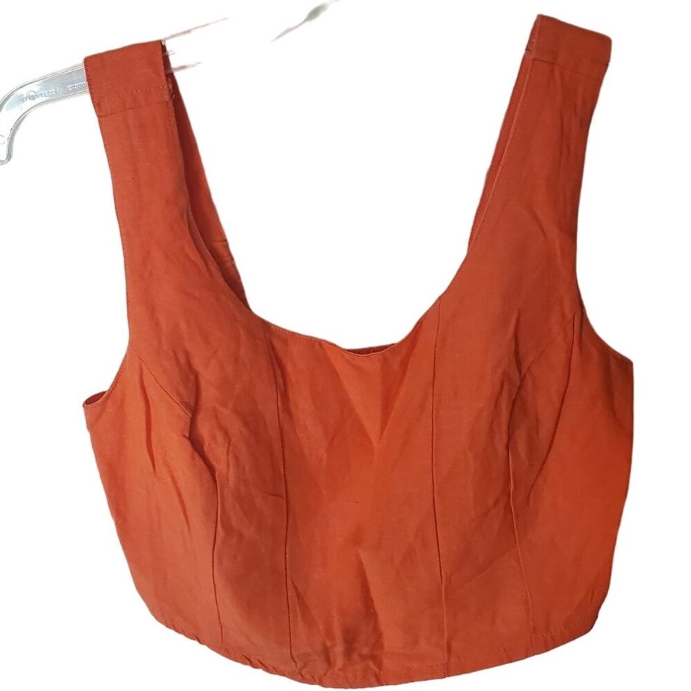 Midnight Sky Linen Blend Crop Top, NWT, Medium